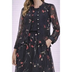 Erica Women's Skirt Set Black Size M Sheer Floral 2 Piece Vintage 90s